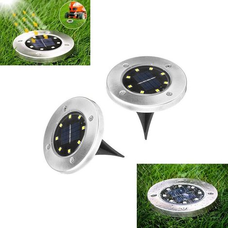 4 Faretti Pannello Solare Da Giardino 8 Led Luce Bianca Picchetto Segnapassi