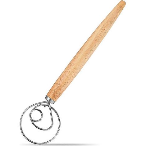 Fouet danois à main - Grand fouet danois de 13 pouces en acier inoxydable et bois - Mélangeur artisanal de style hollandais pour pain, pâte à frire, gâteau, pâtisserie, etc. (1/5)