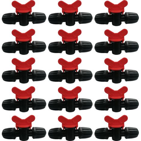 15 pezzi 16 mm valvola di commutazione per irrigazione a goccia, connettore per tubo flessibile con valvola a barbiglio per tubo di irrigazione in PE, valvola a barbiglio da giardino, arresto/attivazi