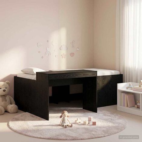 vidaXL Hochbett mit Schreibtisch für Kinder Schwarz 98,5 x 200 cm (1/5)