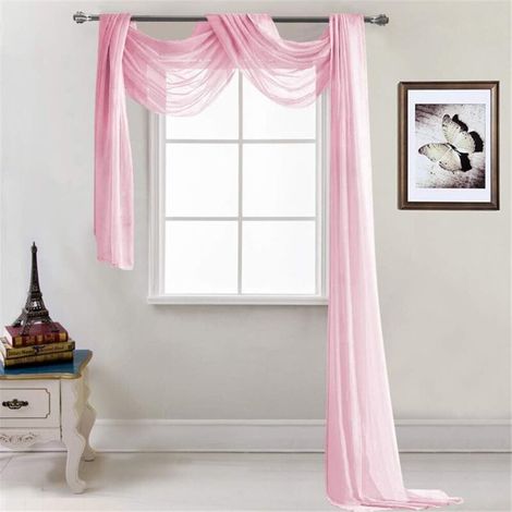 - Sheer voile curtain - Hand-decorated - Sheer voile - Plain design - Decorative curtain for bedroom, living room, wedding - 52 x 216 cm light pink - Sunny (1/3)