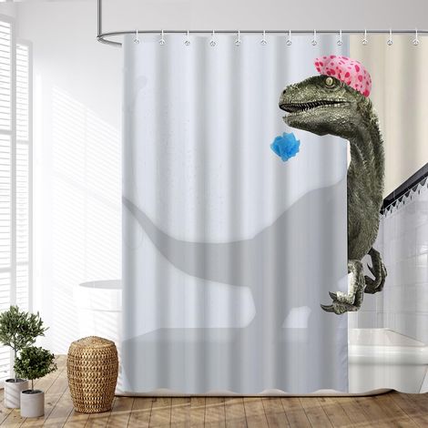 Illustration d'un ballon de football brisant un vieux mur en plâtre – Ensemble de décoration de salle de bain en tissu avec crochets – 180 cm (l) x 200 cm (L) – Blanc, gris et noir (1/3)