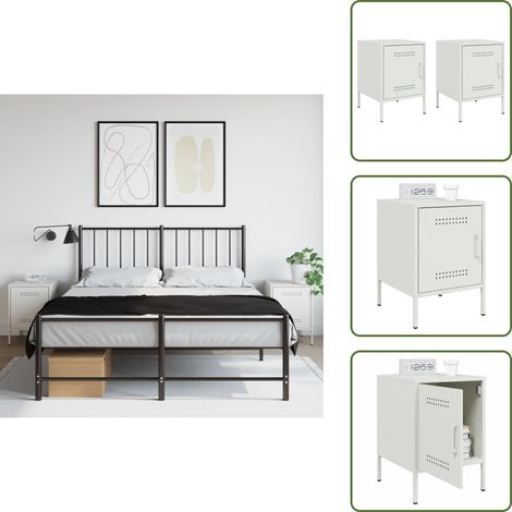 Nachttische 2 Stk. Weiß 36x39x50,5 cm Stahl - Industrieller Nachttisch - Schreibtisch - Sideboard - Metall Tisch - Weißer Nachttisch (1/5)
