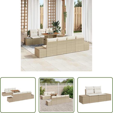Gartenessens - Garten Essgruppe mit Kissen 8 pcs Beige und Creme (1/5)