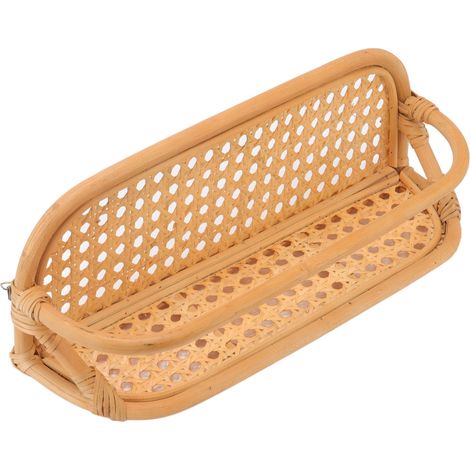 Étagère murale en rotin naturel durable, fabriquée à la main, pour salle de bain, cuisine ou salon. (1/5)