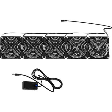Ventilateur de cuisine de 12 cm avec vitesse réglable pour cuisines et abris pour animaux domestiques assurant une circulation d'air efficace, ventilateur d'extraction de 120 mm, multicolore (cinq ven (1/5)