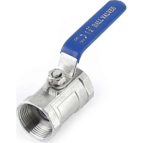 F/F Edelstahl 304 Kugelhahn für Rohrablauf, blauer Griff (1-1/4" BSP)