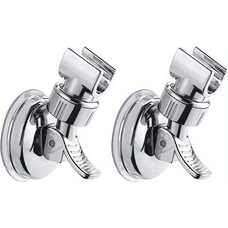 2 supports de pommeau de douche réglables avec ventouses amovibles, fixations sans perçage en acier inoxydable 304 chromé, pour salle de bain, 10,4 x 6,9 cm (1/5)