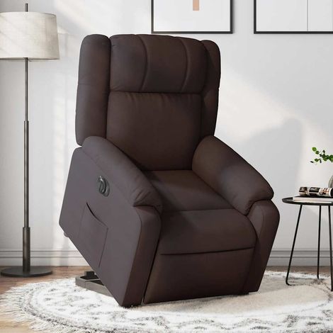 Relaxsessel mit Aufstehhilfe Elektrisch Dunkelbraun Stoff (1/5)