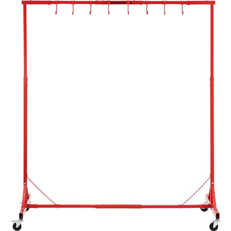 Support de peinture réglable 1,5-2,1m, capacité 30kg, 8 crochets, 4 roulettes pivotantes, pour ateliers auto et garage. (1/5)