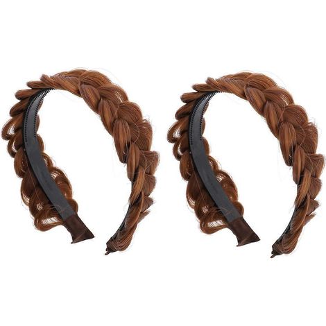 Lot de 2 bandeaux tendance pour perruques et accessoires de cheveux pour femmes - Conçus pour les coiffures tressées, pour les fêtes, les mariages et le quotidien (voir photo) (1/5)