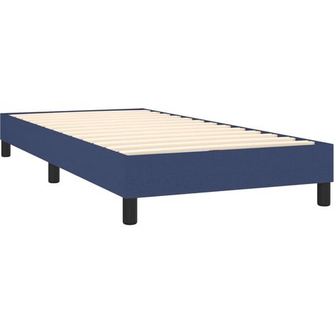 Somier de láminas sobre patas estructura de cama 90x190 cm tela azul TDL0207323
