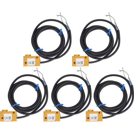 5 Stück induktive Näherungsschalter, 2-adrig, normalerweise offen, Schutzart IP65, ABS-Gehäuse, Annäherungssensor für industrielle Anwendungen, 10–36 V DC (1/5)