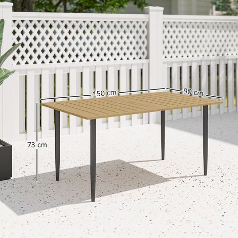 Table de jardin 150x90 cm en acier résistant aux intempéries, table de terrasse avec emplacement pour parasol, marron, idéale pour balcon et extérieur (1/5)