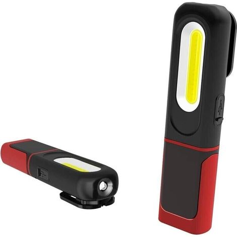 Lampe de Travail LED Rechargeable, Lampe d'inspection 2 en 1 avec Rotation à 360 degrés et 3 W COB LED Torche lampe avec Base Magnétique et Crochet pour ateliers automobile Camping Bri (1/4)