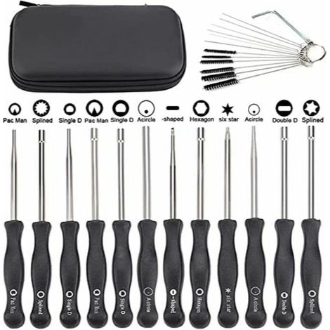 Ulisem Lot de 12 tournevis pour ajuster les carburateurs des petits moteurs Echo et STIHL, avec brosse et kit d'outils de nettoyage. (1/5)