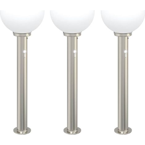 Balizas luminosas con sensor, 3 unidades, 80 cm, acero inoxidable, IP44 vidaXL