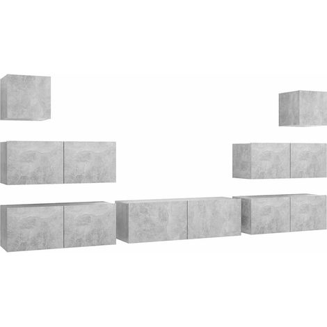 Maison Exclusive - 7-tlg. TV-Schrank-Set Betongrau Holzwerkstoff (1/5)