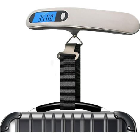 Bilancia elettronica per bagagli, bilancia digitale portatile, portata massima 50 kg/110 lb, supporto per bagagli da appendere con schermo LCD retroilluminato per viaggi/uffici postali (nera)