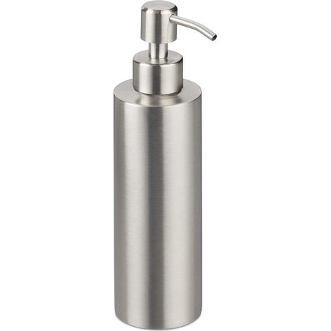 Dispenser di sapone ricaricabile in acciaio inox spazzolato – 350 ml, finitura argento, design elegante e resistente (1/5)