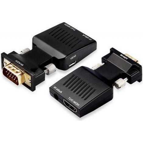 Convertisseur VGA mâle vers HDMI femelle 1080p + connecteur jack / - Convertisseur VGA mâle vers HDMI femelle 1080p + connecteur jack / (1/5)