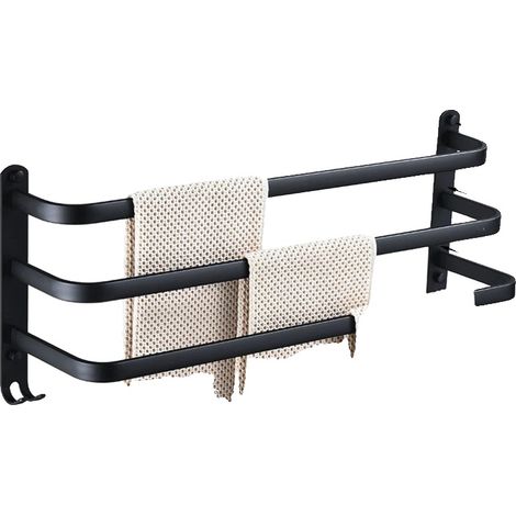 Toallero de pared, fabricado en aluminio resistente, color negro. (1/2)