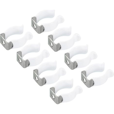 T6 U Clips Console Bracket for LED Light Bulb Mounting Console Bracket Stainless Steel Fluorescent Tube Holder Pipe Clips, White Pack of 8 (1/5)