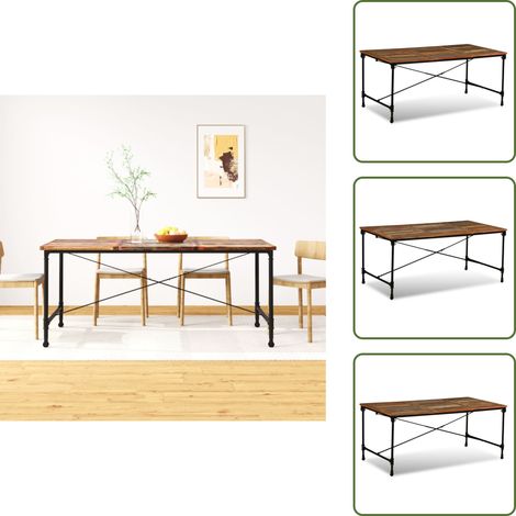 Table à manger Bois de récupération massif 180 cm - Table À Manger Industrielle - Table Repas Bois Recyclé - Table Design Vintage - Table Extensible - Meubles Industriels (1/5)