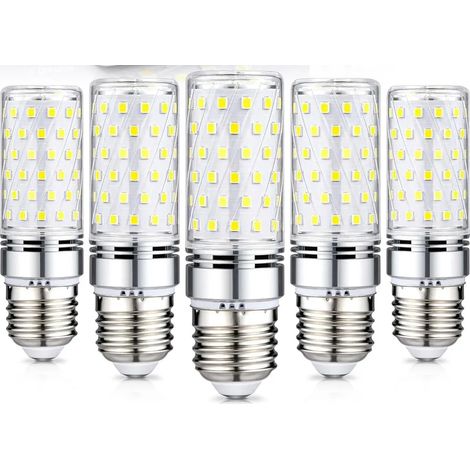 Seis bombillas LED de 16 W, luz blanca fría de 6000 K, 1600 lúmenes, sustituyen a las bombillas incandescentes de 150 W, de bajo consumo y con diseño de bobina tipo maíz.