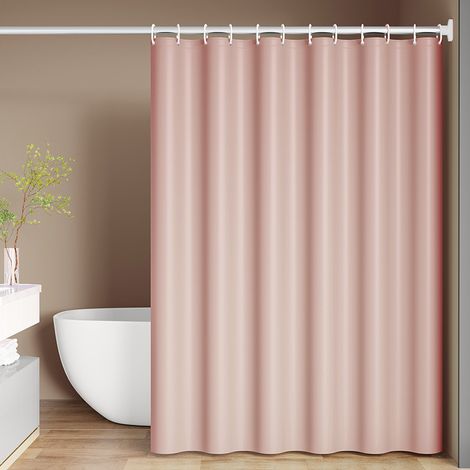 Rideau de douche - Rideau de douche imperméable - Rideau de séparation de douche - Avec anneaux en plastique - Pour douche et baignoire - 180 x 180 cm - PEVA - Rose (1/5)