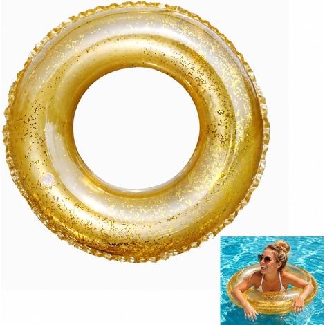 Bouée Piscine Gonflable Transparente à Paillettes pour Adultes, Anneau Flottant Durable, Idéal pour Natation, Plage, Piscine et Fête d'Été, Amusement et Relaxation (1/5)