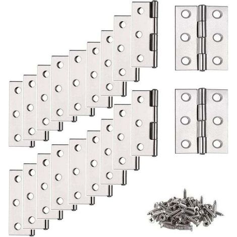 20 Pièces Charnières de Porte Pliables en Acier Inoxydable Charnières Piano Armoire avec Vis Paumelle Meuble pour Maison (1/4)