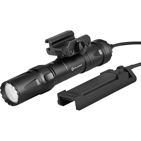 Lampe de poche tactique rechargeable avec système fixation par rail Picatinny interrupteur à distance du faisceau 300 mètres Alimentée batterie 21700 5000 mAh 2000 lumens Noir (1/5)