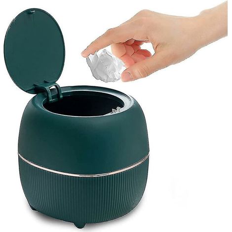 Mini Poubelle De Bureau, Poubelle Ronde Pressée Avec Couvercle, Petite Poubelle En Plastique, Poubelle De Bureau, Poubelle De Luxe Légère Créative, Mini Tras De Ménage (1/5)