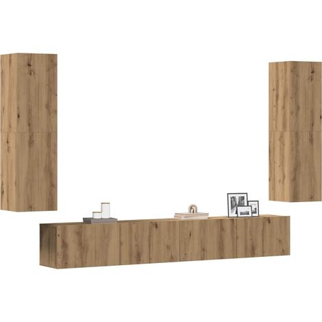 Muebles de TV de pared 4 uds madera ingeniería roble artesanal vidaXL (1/5)