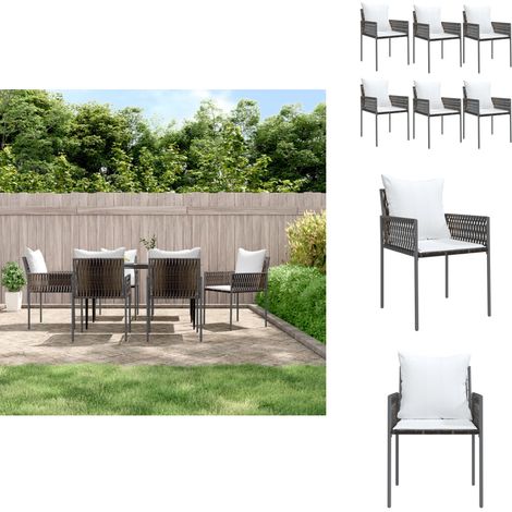 Gartenstühle mit Kissen 6 Stk. Braun 54x61x83 cm Poly Rattan - Gartenstuhl - Outdoor Möbel - Terrassentisch - Esszimmerset - Lounge Set (1/5)
