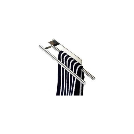 Porte-serviettes mural 39 cm, double barre porte-serviettes en acier inoxydable 304, sans perçage, brossé, pour salle de bain et cuisine (argenté) (1/5)