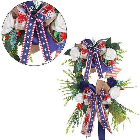 Décorations pour la fête de l'Indépendance : couronne de tulipes, suspension pour porte d'entrée, nœuds de fleurs. (1/4)