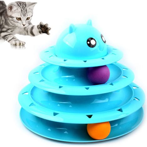 Jouet pour chat, jouet interactif à 3 niveaux avec trois balles colorées, en polypropylène (PP), plus durable et résistant. (1/4)