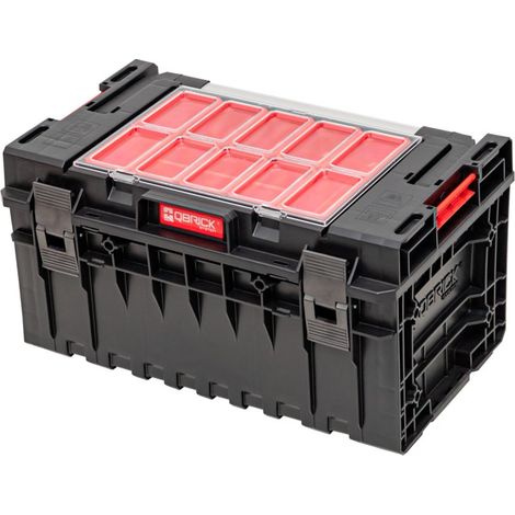 Qbrick – Mallette à outils empilable IP66 38L – Dimensions 585 x 385 x 320 mm – Cloisons réglables – Ergonomique avec poignée aluminium