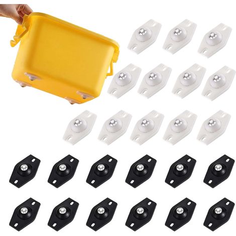 24 ruedas pequeñas para muebles, ruedas adhesivas pequeñas, ruedas silenciosas para muebles en blanco y negro, mini ruedas para artículos pequeños del hogar