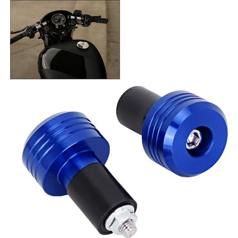 Motorradlenkergriffe, Aluminium-Endkappen, Slider-Zubehör (Blau) (1/5)