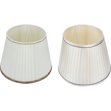 lampe de bureau-Abat-jour textile moderne – 2 pièces pour lampes de table E27, salon et chambre – Beige motif et orange rayé (hauteur 215mm)