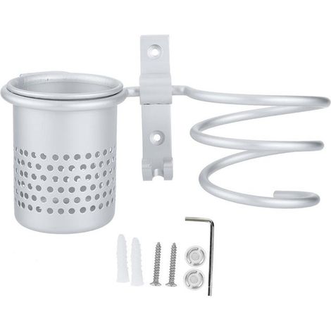 Wandmontierter elektrischer Haartrocknerhalter aus Aluminium, Aufbewahrungsregal, Organizer für den Heimgebrauch (1/5)