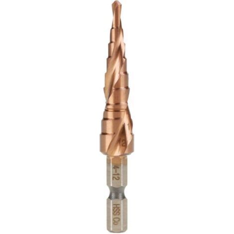 Step Drill Bit - 1pcs Hex Handle Spiral Groove Step Cone Drill Bit Cobalt Steel Hole Cutter(4-12mm) (1/5)