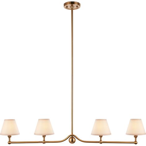 Endon Santiago Suspension en laiton vieilli brossé avec abat-jour en tissu blanc vintage style lierre 16 cm 4 x B22 (1/5)