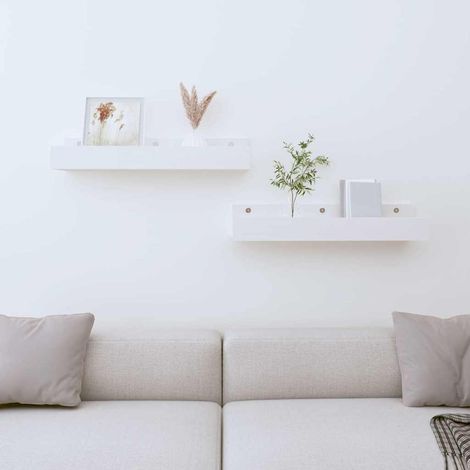 vidaXL Wall Shelves 2 pcs White 50x12x9 cm Solid Wood Pine (1/5)