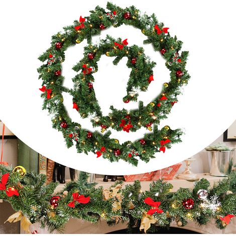 Randaco Weihnachtsgirlande mit Lichtern 5M Künstliche mit 100 LED Tannengirlande Weihnachtskranz Weihnachtsdekoration für Haustreppe Kamin Haustür Display Indoor Outdoor Dekoration (1/5)