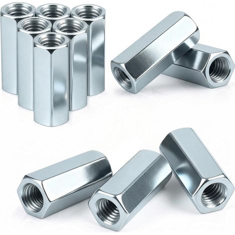 Lot de 20 écrous de connexion M6 x 50 mm - Manchons filetés en acier galvanisé - Manchons filetés hexagonaux - Manchons d'écartement - Écrou d'extension pour la maison, les appareils de bureau (1/5)