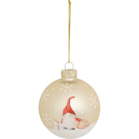 Boule verre gnome D.8cm doré et blanc - Atmosphera créateur d'intérieur (1/2)